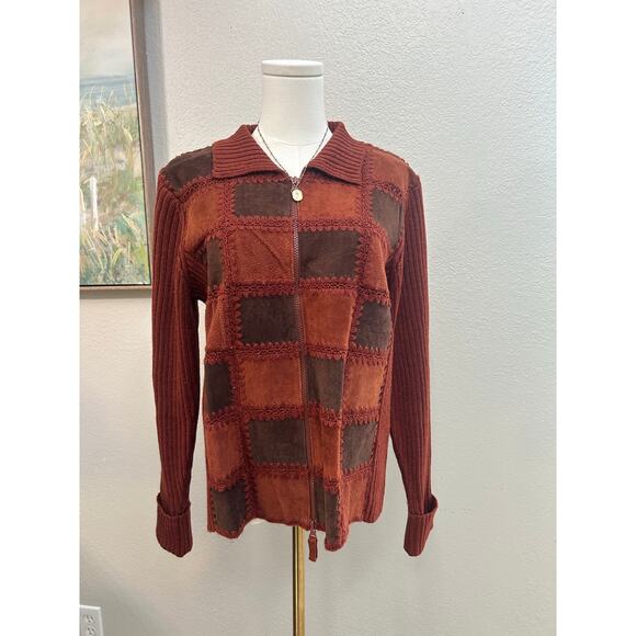 Y2K Designers Studio Originals Patchwork Leather & Knit Jacket – Size S - Picture 2 of 8